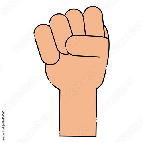 hand with clenched fist icon over white background, colorful design. vector illustration