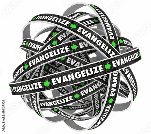 Fotografía Evangelize Preach Explain Teach Support Word Cycle 3d Illustration