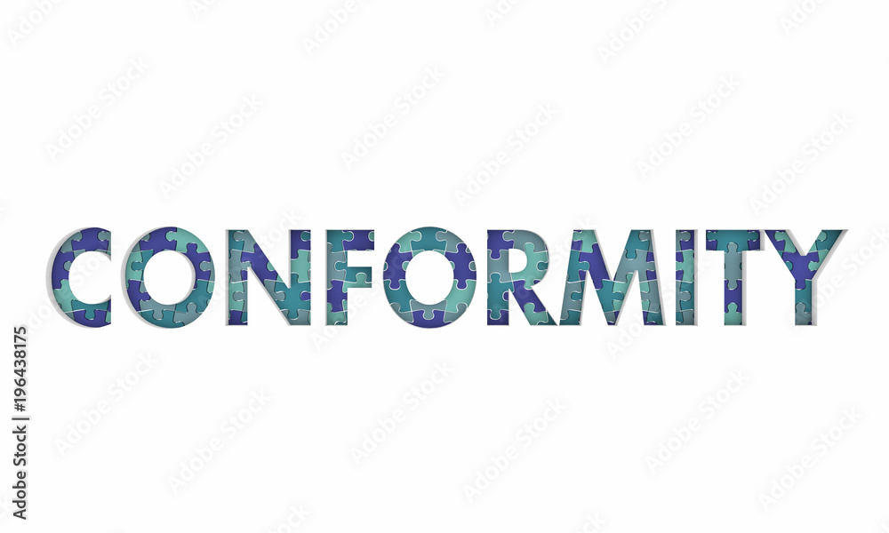 Conformity Follow Rules Norms Compliance Puzzle Pieces 3d Illustration