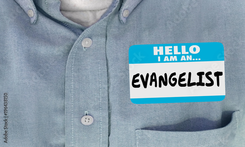Evangelist Hello Name Tag Sticker Supporter Preacher  3d Illustration photo