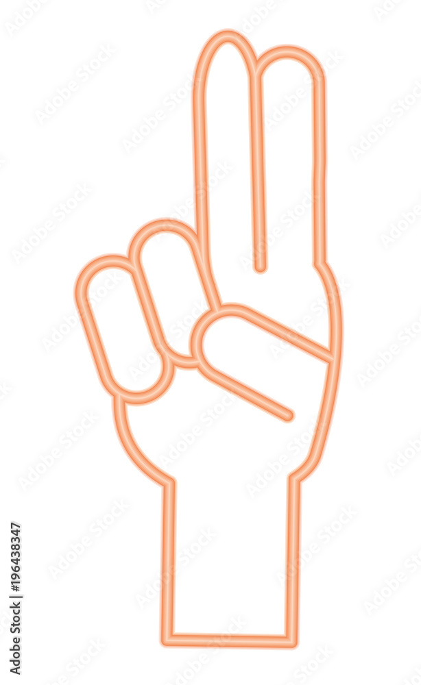 Fototapeta premium hand with two fingers up over white background, vector illustration