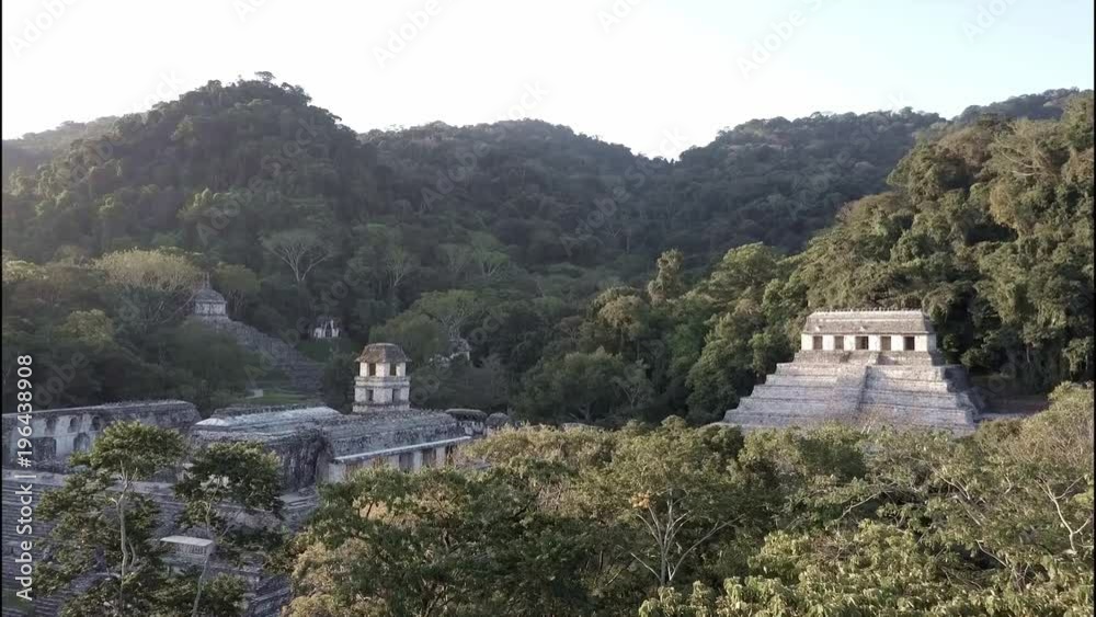 An aerial view over Palenque Mayan pyramids in Mexico. An aerial view over Palenque Mayan pyramids in Mexico.