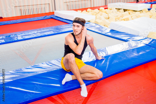 Family in trampoline center