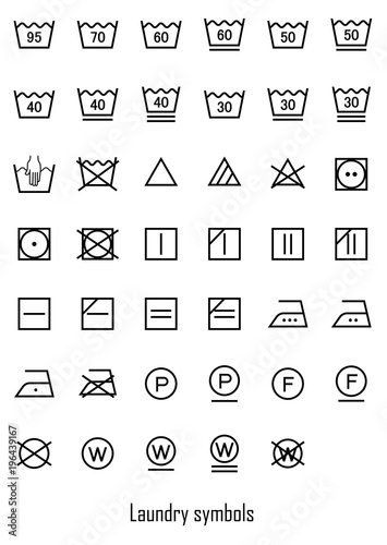 laundry symbols icon set