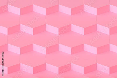 Fototapeta Naklejka Na Ścianę i Meble -  many pink hexagon connection modular abstract pink background 3d rendering