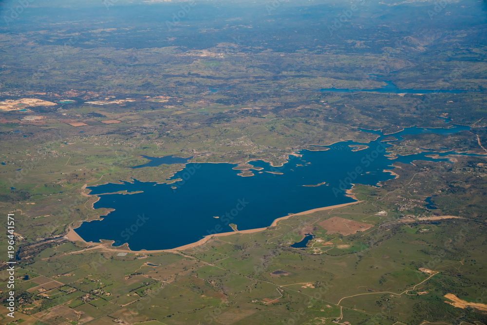 Aerial view of the beautiful Camanche Reservoir