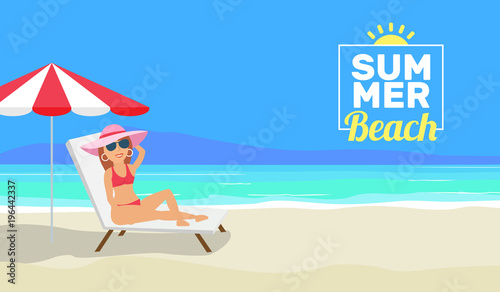 woman relaxing  on summer beach