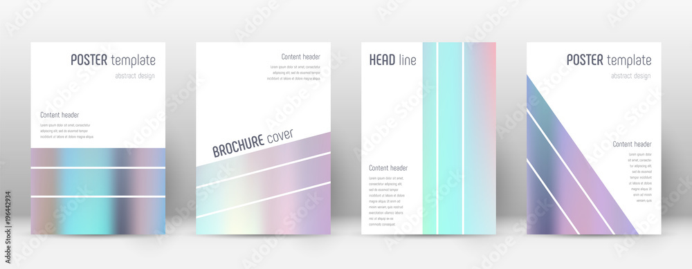 Flyer layout. Geometric shapely template for Brochure, Annual Report, Magazine, Poster, Corporate Presentation, Portfolio, Flyer. Alluring pastel hologram cover page.