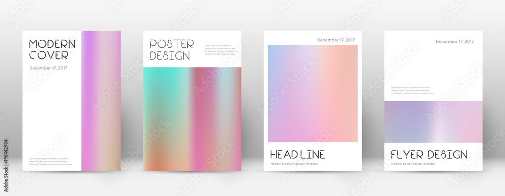 Flyer layout. Minimal surprising template for Brochure, Annual Report, Magazine, Poster, Corporate Presentation, Portfolio, Flyer. Appealing pastel hologram cover page.