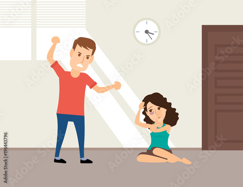 domestic violence man beating woman concept
