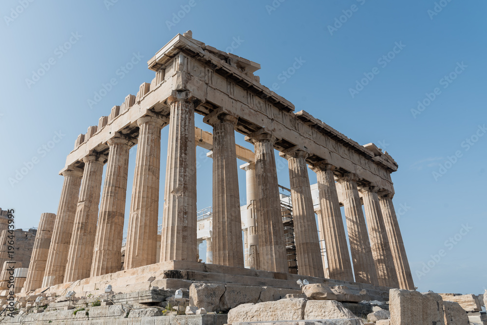 Corner of the Parthenon in Athens, Greece