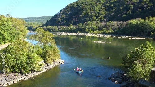 River rafting at the confluence of the Potomac and Shenandoah Rivers at Harpers Ferry, West Virginia.