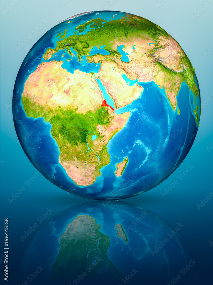 Fototapeta premium Eritrea on Earth on reflective surface
