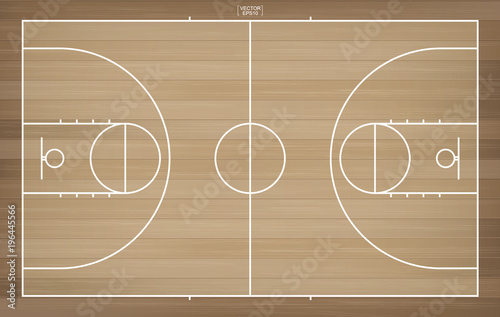 Basketball field for background. Basketball court with line pattern area. Vector illustration.
