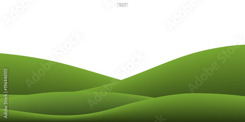 Green grass hill isolated on white background. Vector illustration.