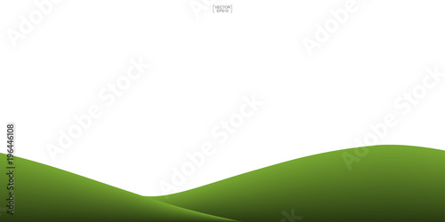 Green grass hill isolated on white background. Vector illustration.