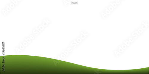 Green grass hill isolated on white background. Vector illustration.
