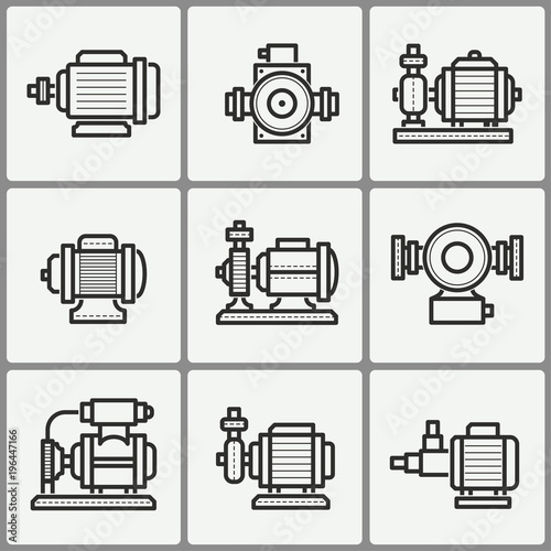 Water pump icons set.