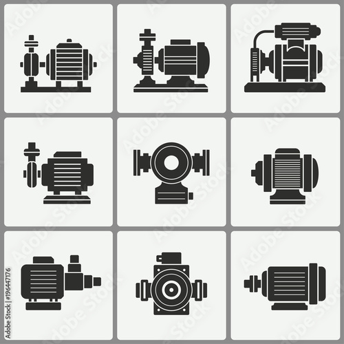 Water pump icons set.