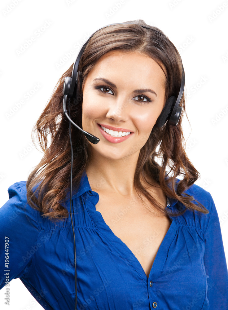 Support phone operator in headset, isolated Support phone operator in headset, isolated