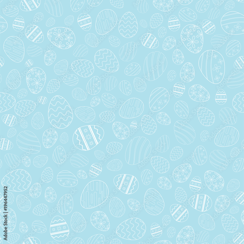 Seamless simple pattern with ornamental eggs. Easter background for printing on fabric, gift wrap and other printing.