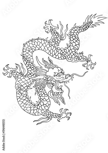 chinese dragon pattern illustration hand drawn painting