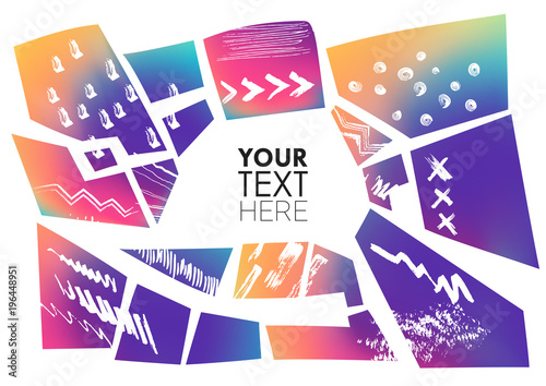 Concept of a vector banner made of  fluid gradient polygons and white traces of brushes.