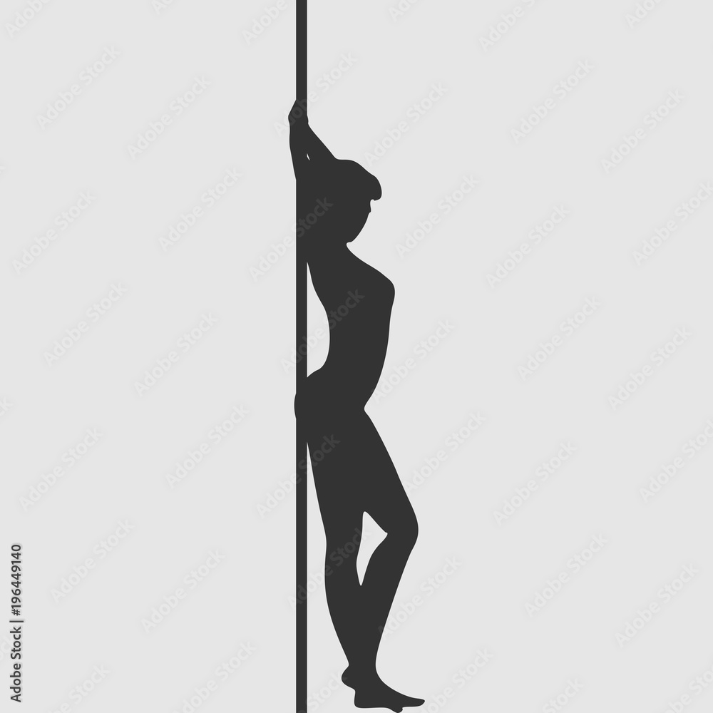 Silhouette of girl and pole. Pole dance illustration.