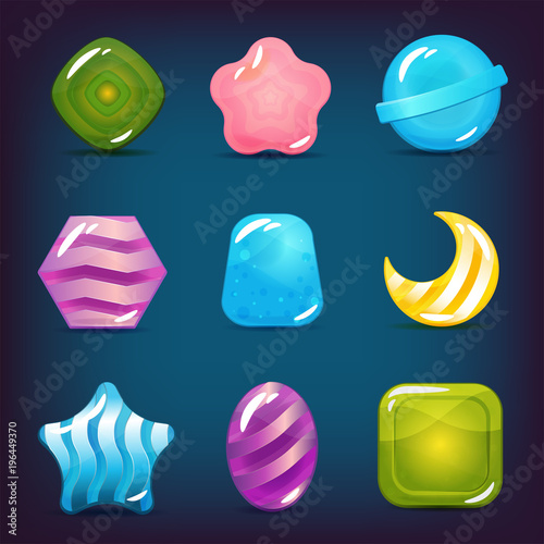 Set of Hard Cadies, Lollipop and Jelly Icons