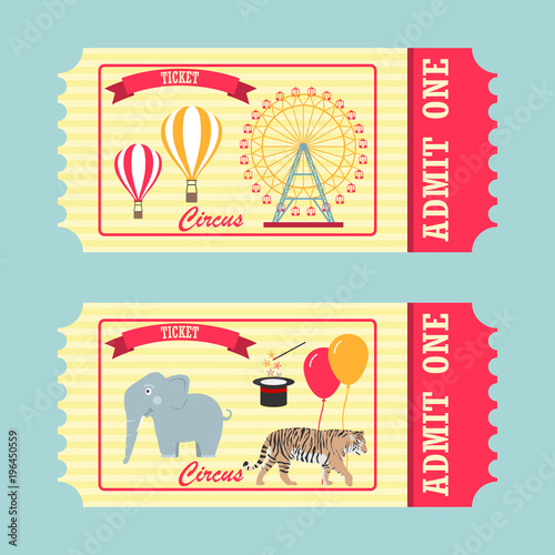 A ticket to the circus, a vintage ticket to the circus, the front and back of the ticket to the circus.