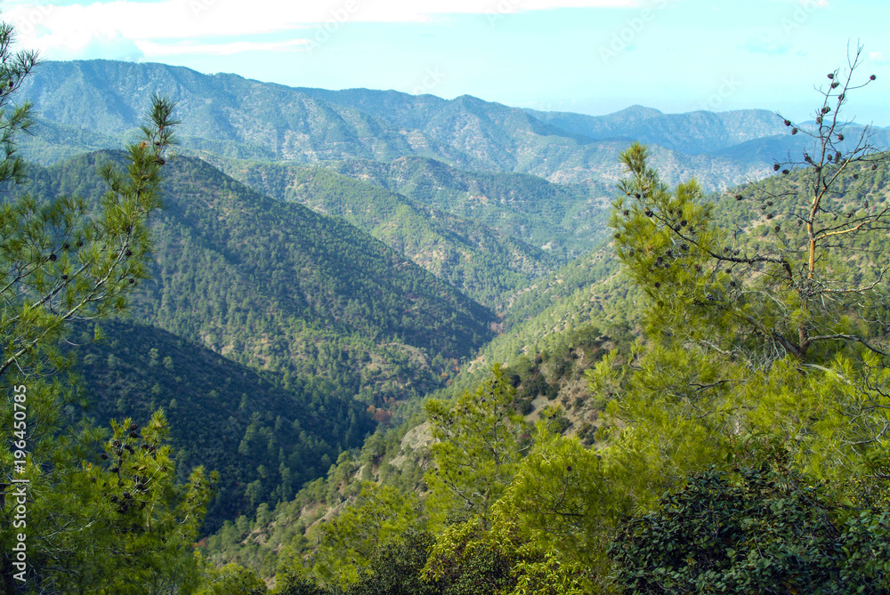 View of the Troodos Ravine landscape near Secret Valley in Cyprus