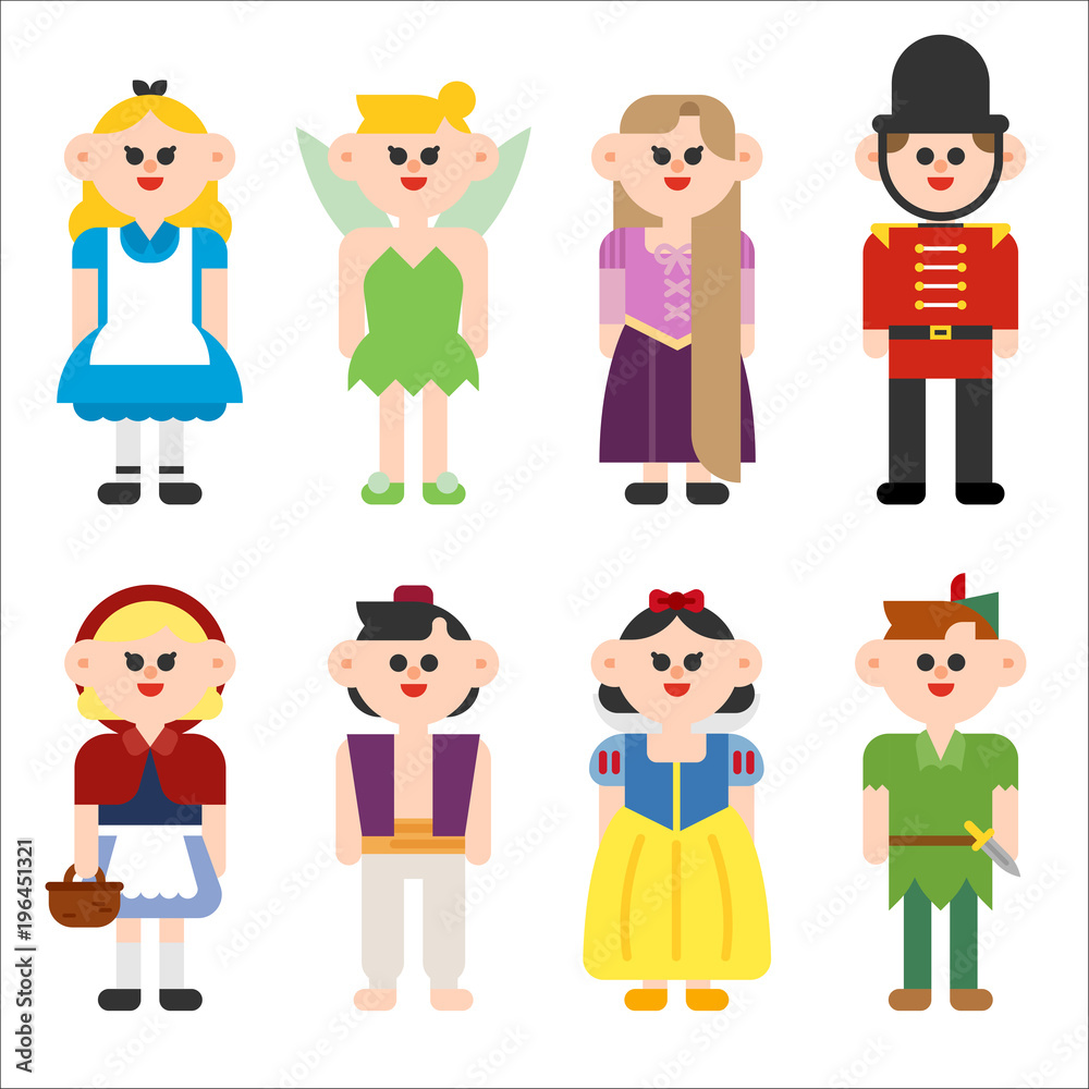 fairytale characters. vector flat design illustration set fairytale characters. vector flat design illustration set