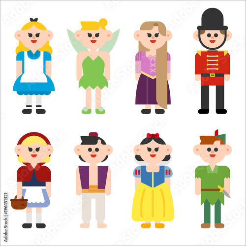 Fotografía fairytale characters. vector flat design illustration set