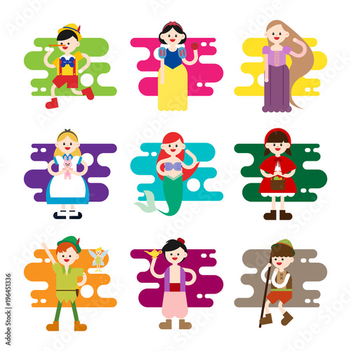 Fairytale characters. vector flat design illustration set 