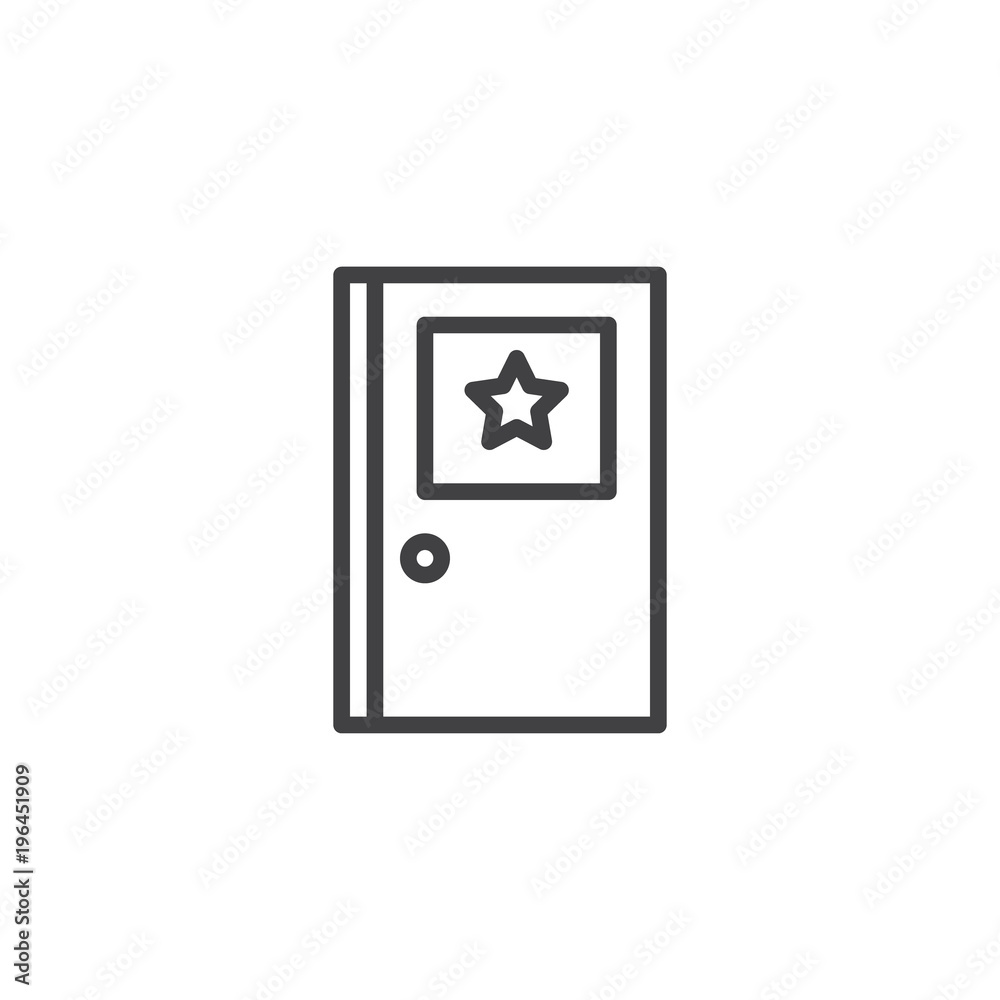 Police door outline icon. linear style sign for mobile concept and web design. Sheriff's office simple line vector icon. Symbol, logo illustration. Pixel perfect vector graphics