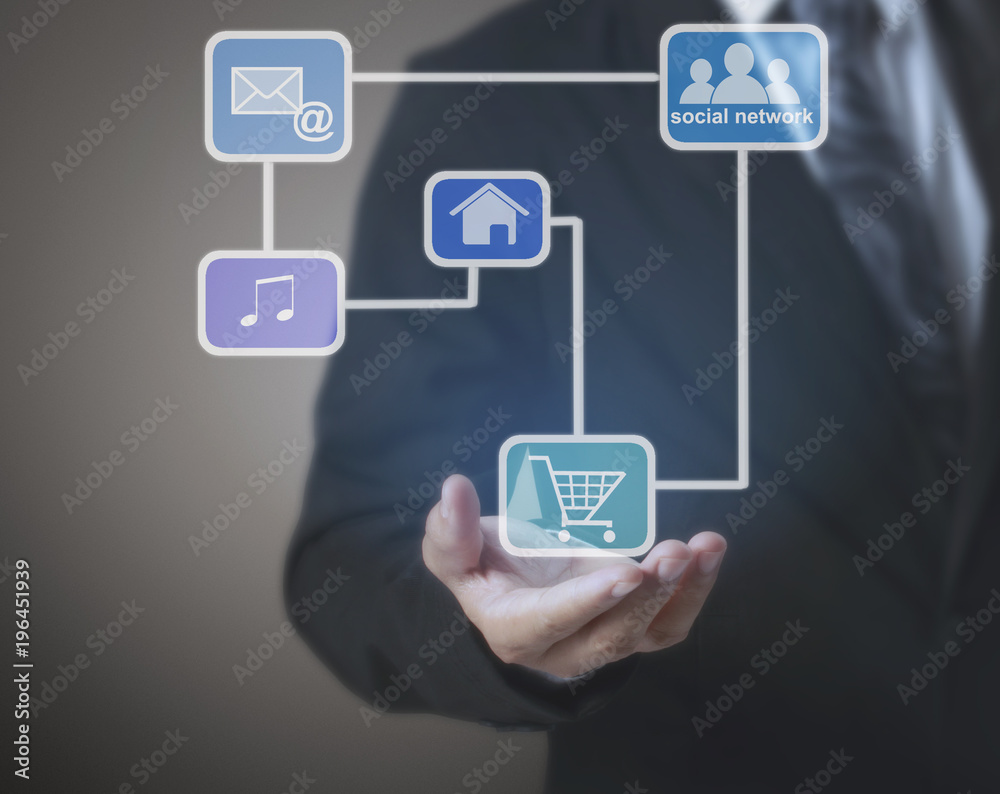 touch virtual icon of social network touch virtual icon of social network
