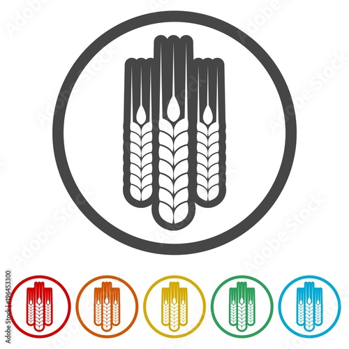 Wheat logo, Ears of Wheat Icon, 6 Colors Included