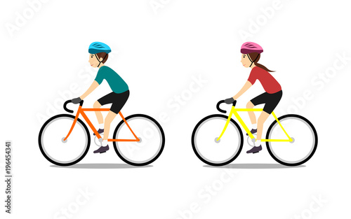 man and girl riding bike.