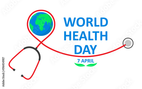 World Health Day poster with stethoscope. Vector illustration.