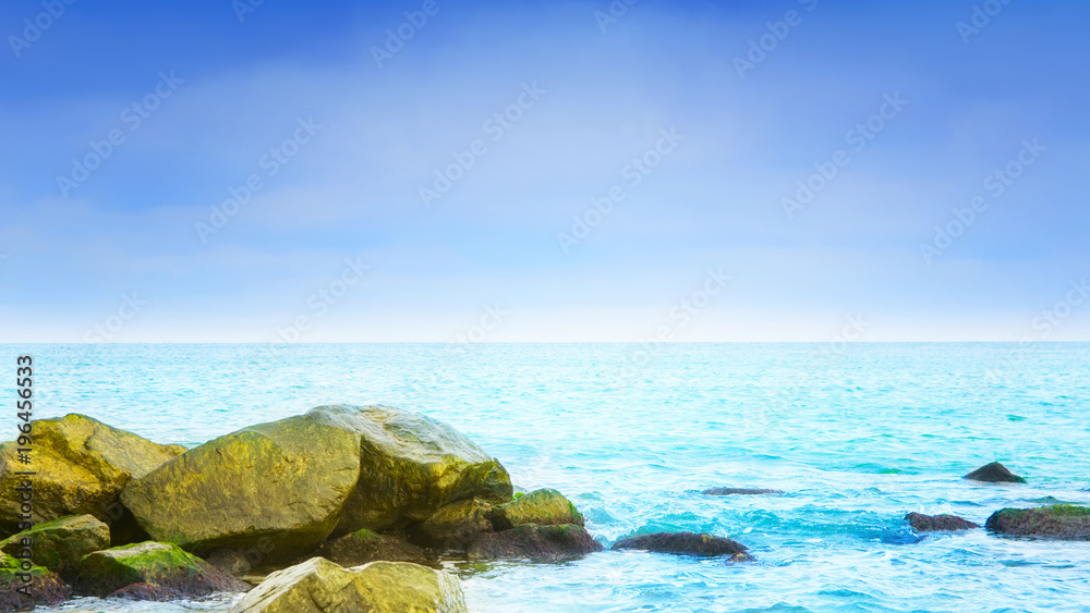 scenery view of the blue azure sea
