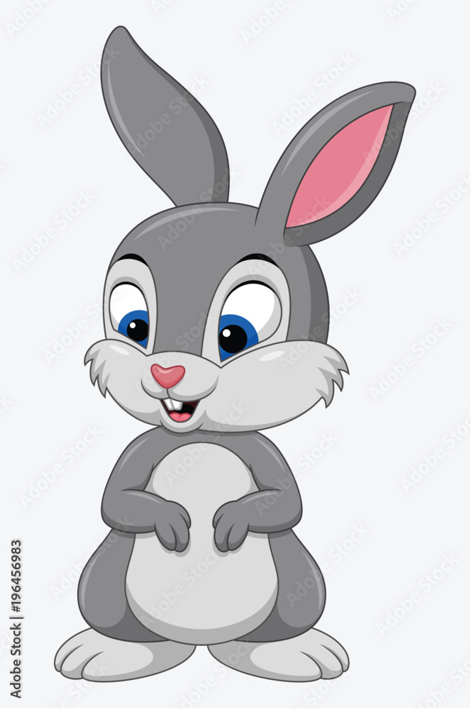 Fototapeta premium Ładny królik kreskówka na białym tle