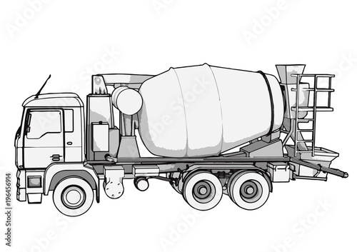 sketch of concrete mixer vector