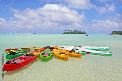 Kayaks at Muri Lagoon Rarotonga Cook Islands