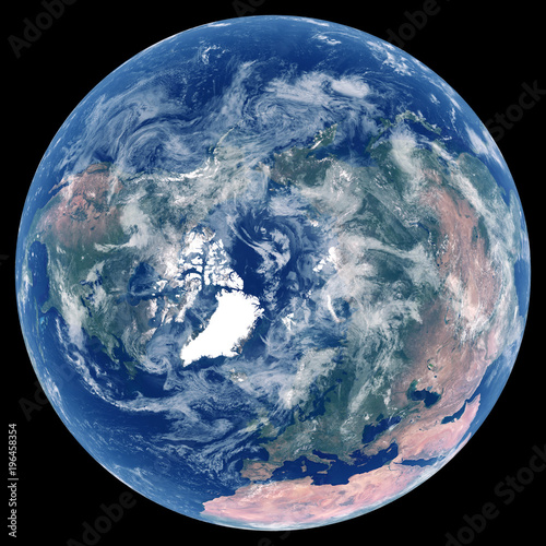 Foto Stock Earth from space. Satellite image of planet Earth. Photo of  globe. Isolated physical map of Northern hemisphere (Europe, Asia, North  America, North Pole). Elements of this image furnished by NASA.