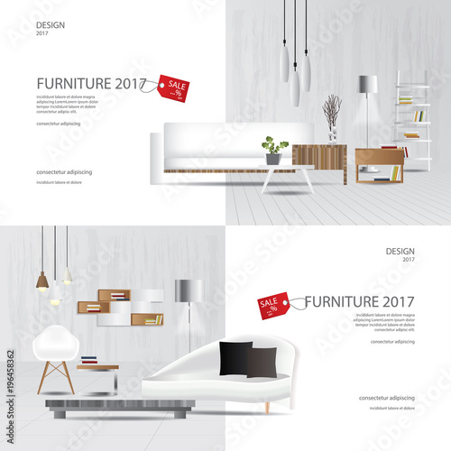 2 Banner Furniture Sale Design Template Vector Illustration