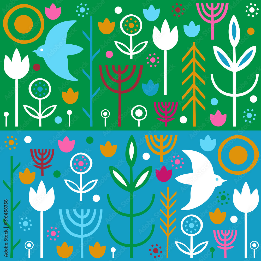 Folk art pattern in Scandinavian, Nordic style Folk art pattern in Scandinavian, Nordic style
