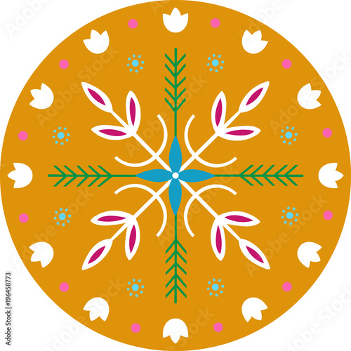 Folk art pattern in Scandinavian, Nordic style
