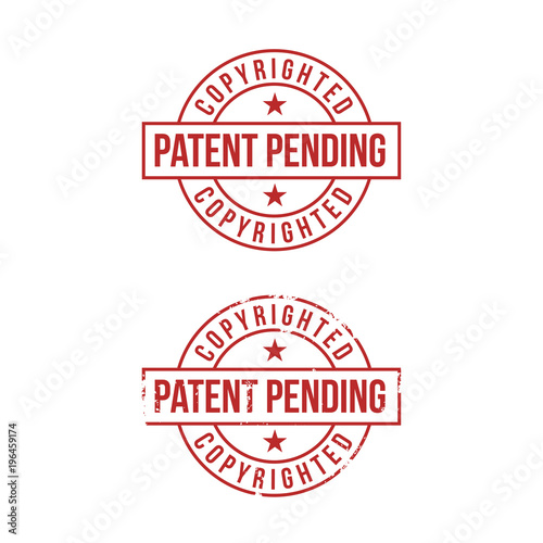 Patent pending sign on white background. Red stamp. Vector illustration. photo