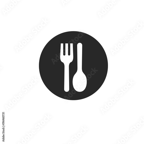 vector illustration sign with spoon and fork on dish. Food or Meal icon