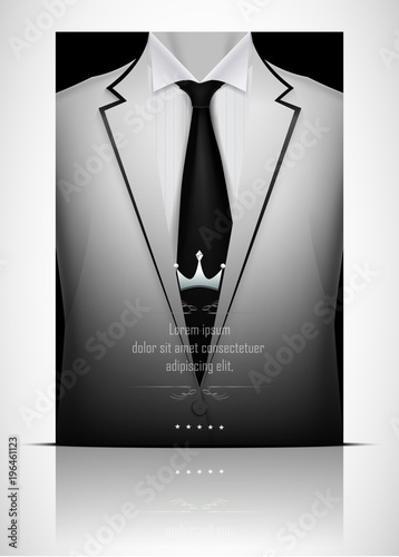 White suit and tuxedo with black tie